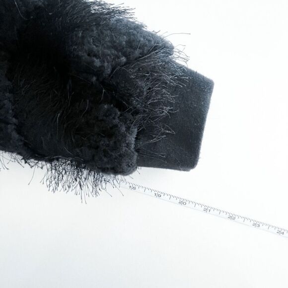 BCBGMAXAZRIA Womens Eyelash Faux Fur Semi Cropped Full Zip Black Small - Picture 8 of 8